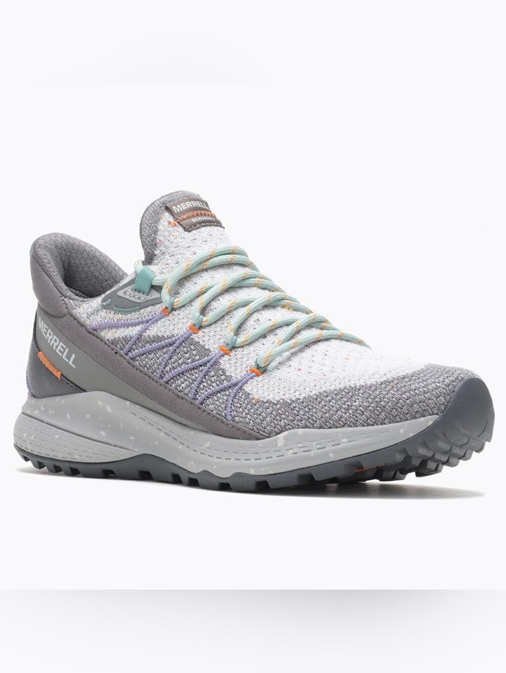 EUC Merrell Women's Bravada 2  Gray Knit Trail Shoe with Mint Laces Size 8.5